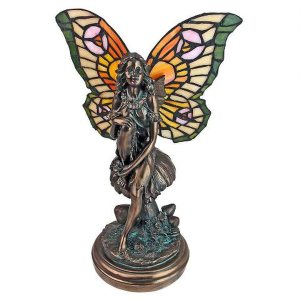 Colorful Fairy of the Glen Tiffany style Stained Glass lamp Sculpture